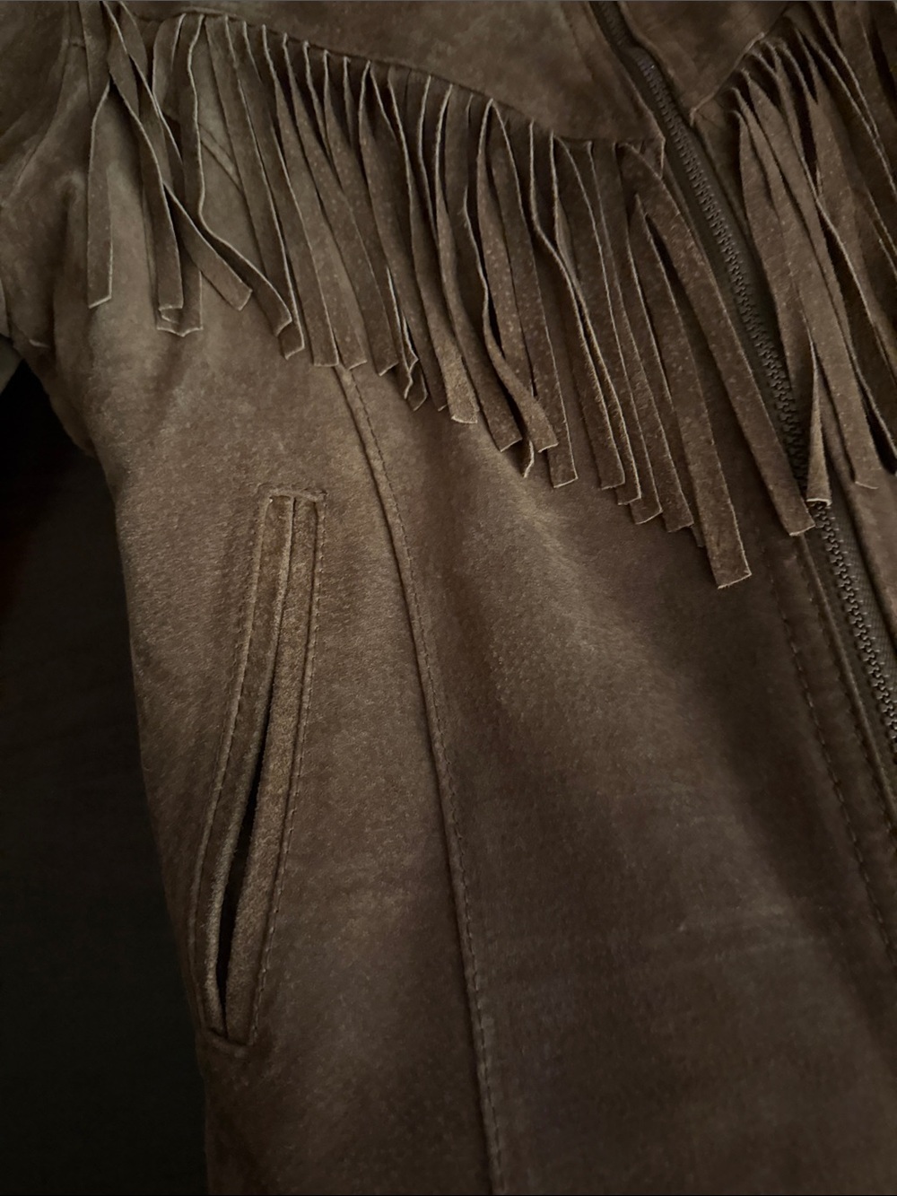 Perfect leather vintage Brown Suede Fringe Leather Jacket - Women's - Picture 7 of 11